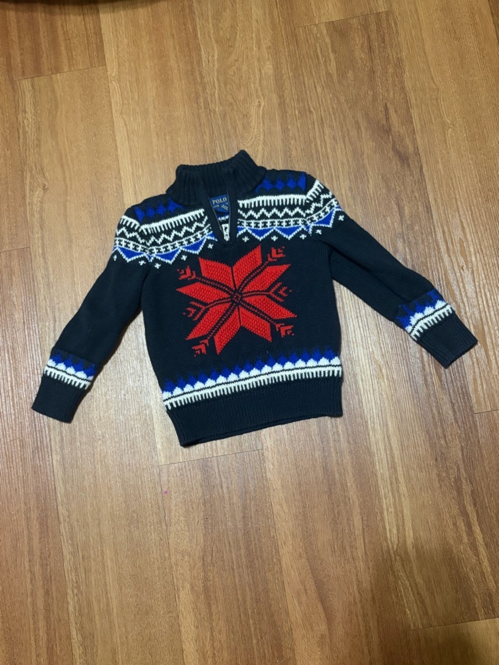 Polo Ralph Lauren Navy Knit 1/4 Zip Sweater Size 4T/4 Cotton & Wool Blend